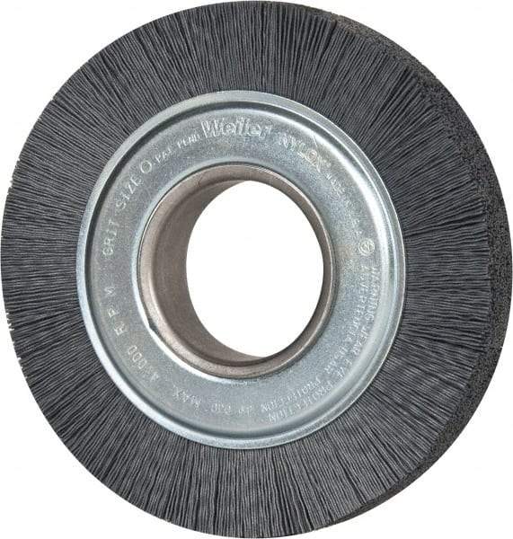 Weiler - 6" OD, 2" Arbor Hole, Crimped Nylon Wheel Brush - 1" Face Width, 1-1/4" Trim Length, 0.022" Filament Diam, 3,600 RPM - Exact Tool & Supply