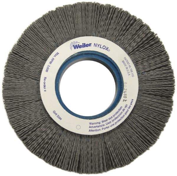 Weiler - 6" OD, 2" Arbor Hole, Crimped Nylon Wheel Brush - 1" Face Width, 1-1/4" Trim Length, 0.06" Filament Diam, 3,600 RPM - Exact Tool & Supply