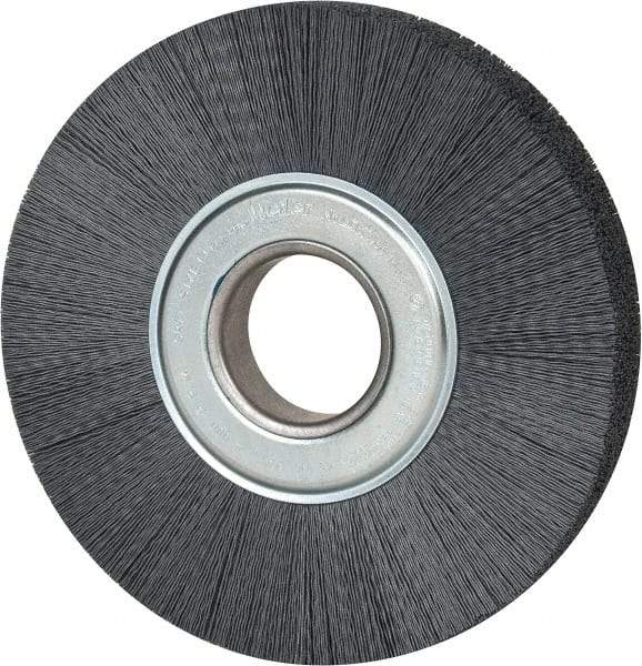 Weiler - 8" OD, 2" Arbor Hole, Crimped Nylon Wheel Brush - 1" Face Width, 2-1/4" Trim Length, 0.022" Filament Diam, 3,600 RPM - Exact Tool & Supply