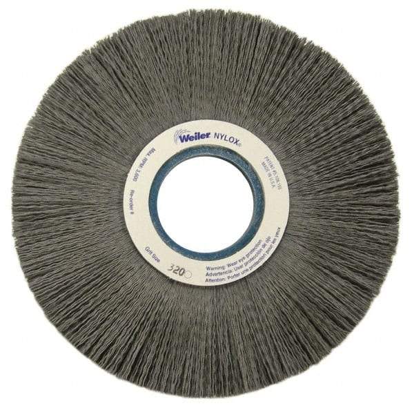 Weiler - 8" OD, 2" Arbor Hole, Crimped Nylon Wheel Brush - 1" Face Width, 2-1/4" Trim Length, 0.022" Filament Diam, 3,600 RPM - Exact Tool & Supply