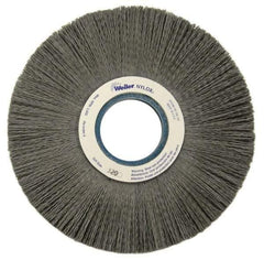 Weiler - 8" OD, 2" Arbor Hole, Crimped Nylon Wheel Brush - 1" Face Width, 2-1/4" Trim Length, 0.022" Filament Diam, 3,600 RPM - Exact Tool & Supply