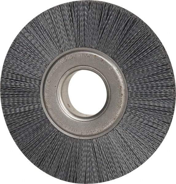 Weiler - 8" OD, 2" Arbor Hole, Crimped Nylon Wheel Brush - 1" Face Width, 2-1/4" Trim Length, 0.035" Filament Diam, 3,600 RPM - Exact Tool & Supply
