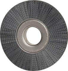 Weiler - 8" OD, 2" Arbor Hole, Crimped Nylon Wheel Brush - 1" Face Width, 2-1/4" Trim Length, 0.035" Filament Diam, 3,600 RPM - Exact Tool & Supply