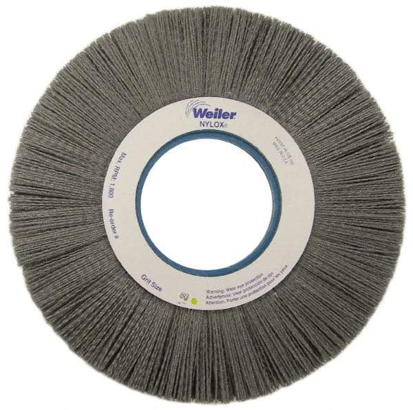 Weiler - 10" OD, 2" Arbor Hole, Crimped Nylon Wheel Brush - 1" Face Width, 3" Trim Length, 0.022" Filament Diam, 3,600 RPM - Exact Tool & Supply