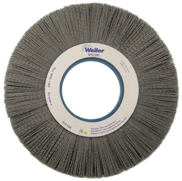 Weiler - 10" OD, 2" Arbor Hole, Crimped Nylon Wheel Brush - 1" Face Width, 3" Trim Length, 0.035" Filament Diam, 3,600 RPM - Exact Tool & Supply
