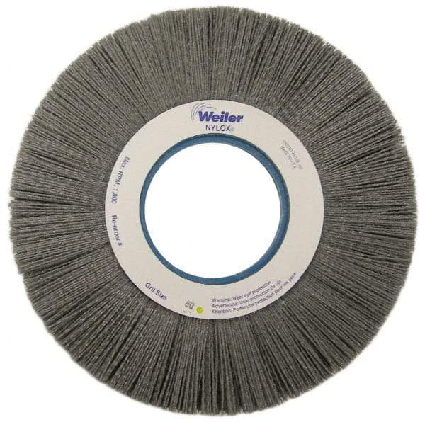 Weiler - 10" OD, 2" Arbor Hole, Crimped Nylon Wheel Brush - 1" Face Width, 3" Trim Length, 0.04" Filament Diam, 3,600 RPM - Exact Tool & Supply