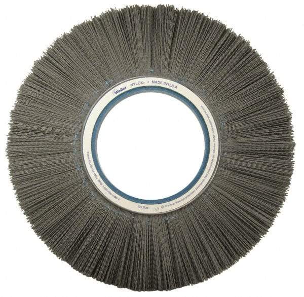 Weiler - 14" OD, Crimped Nylon Wheel Brush - 1-1/8" Face Width, 3-3/4" Trim Length, 0.022" Filament Diam, 1,800 RPM - Exact Tool & Supply