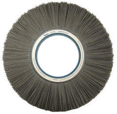 Weiler - 14" OD, Crimped Nylon Wheel Brush - 1-1/8" Face Width, 3-3/4" Trim Length, 0.022" Filament Diam, 1,800 RPM - Exact Tool & Supply
