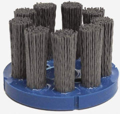 Weiler - 6" 180 Grit Silicon Carbide Crimped Disc Brush - Very Fine Grade, Plain Hole Connector, 1-1/2" Trim Length, 7/8" Arbor Hole - Exact Tool & Supply