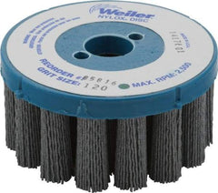 Weiler - 4" 120 Grit Silicon Carbide Crimped Disc Brush - Fine Grade, Plain Hole Connector, 1-1/2" Trim Length, 7/8" Arbor Hole - Exact Tool & Supply