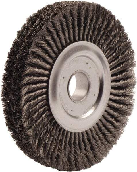 Weiler - 15" OD, 2" Arbor Hole, Knotted Steel Wheel Brush - 3/4" Face Width, 2" Trim Length, 0.016" Filament Diam, 5,000 RPM - Exact Tool & Supply