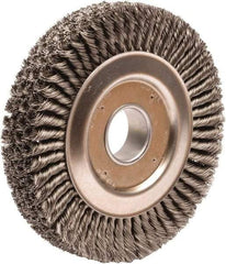 Weiler - 10" OD, 2" Arbor Hole, Knotted Steel Wheel Brush - 1-3/4" Face Width, 1-3/4" Trim Length, 0.023" Filament Diam, 4,500 RPM - Exact Tool & Supply