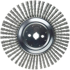 Weiler - 12" OD, 1" Arbor Hole, Stringer Bead Steel Wheel Brush - 3/8" Face Width, 2-3/4" Trim Length, 6,000 RPM - Exact Tool & Supply