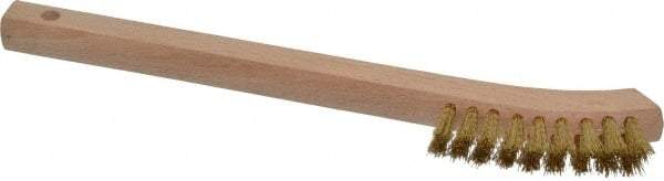 Weiler - 2 Rows x 9 Columns Brass Scratch Brush - 8-3/4" OAL, 5/8" Trim Length, Wood Toothbrush Handle - Exact Tool & Supply