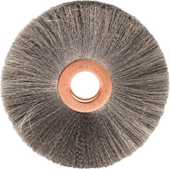 Weiler - 3" OD, 1/2" Arbor Hole, Crimped Steel Wheel Brush - 5/8" Face Width, 1" Trim Length, 0.003" Filament Diam, 20,000 RPM - Exact Tool & Supply