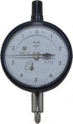Mitutoyo - 0.025" Range, 0-5-0 Dial Reading, 0.0001" Graduation Dial Drop Indicator - 2-3/16" Dial, 0.01" Range per Revolution, 0.0001" Accuracy, Revolution Counter - Exact Tool & Supply