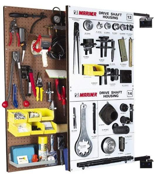 Triton - 24" Wide x 48" High Swing Panel Peg Board Storage System - 1 Panel, Tempered Pegboard/Steel, Tan - Exact Tool & Supply