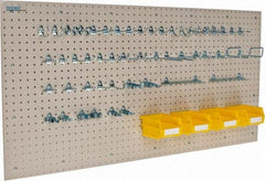 Triton - 48" Wide x 24" High Storage Peg Board, Hooks & Spacers - 2 Panels, 44 Hooks, Polypropylene Board, Steel Hooks, White - Exact Tool & Supply