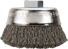 Milwaukee Tool - 4" OD, 5/8" Arbor Hole, Crimped Stainless Steel Wheel Brush - 1/2" Face Width, 3/4" Trim Length, 0.014" Filament Diam, 12,000 RPM - Exact Tool & Supply