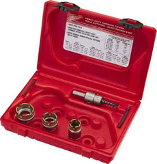 Milwaukee Tool - 5 Piece, 7/8" to 1-3/8" Saw Diam, Electrician's Hole Saw Kit - Carbide-Tipped, Gulleted Edge, Pilot Drill Model No. 49-57-0035, 49-57-0038, Includes 3 Hole Saws - Exact Tool & Supply
