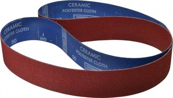 Norton - 2" Wide x 60" OAL, 50 Grit, Ceramic Abrasive Belt - Ceramic, Coarse, Coated, Y Weighted Cloth Backing, Series R981 - Exact Tool & Supply