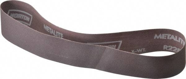 Norton - 2" Wide x 30" OAL, 120 Grit, Aluminum Oxide Abrasive Belt - Aluminum Oxide, Fine, Coated, Series R228 - Exact Tool & Supply