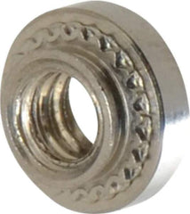 Electro Hardware - #6-32, 0.056" Min Panel Thickness, Round Head, Clinch Captive Nut - 0.28" Head Diam, 0.1875" Mounting Hole Diam, 0.07" Head Height, Passivated Stainless Steel - Exact Tool & Supply