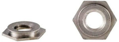 Electro Hardware - #4-40, 0.0619" Min Panel Thickness, Hex Head, Flush Mount Captive Nut Captive Nut - 0.1875" Head Diam, 0.161" Mounting Hole Diam, 0.018" Head Height, Passivated Stainless Steel - Exact Tool & Supply