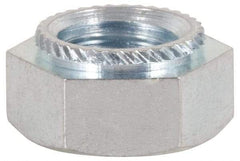 Electro Hardware - M6x1.00, 1mm Min Panel Thickness, Hex Head, Clinch Captive Nut - 10mm Head Diam, 8mm Mounting Hole Diam, 4.1mm Head Height, Zinc Plated Steel - Exact Tool & Supply