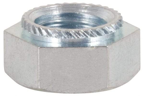 Electro Hardware - M5x0.80, 1mm Min Panel Thickness, Hex Head, Clinch Captive Nut - 8mm Head Diam, 6.5mm Mounting Hole Diam, 3.1mm Head Height, Passivated Stainless Steel - Exact Tool & Supply