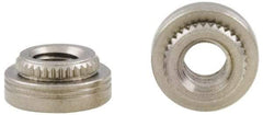 Electro Hardware - #2-56, 0.0599" Min Panel Thickness, Round Head, Broach Captive Nut - 0.219" Head Diam, 0.147" Mounting Hole Diam, 0.065" Head Height, Tin Plated Steel - Exact Tool & Supply
