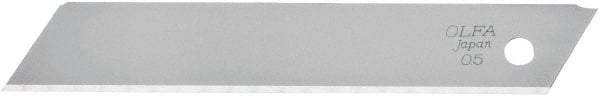 Olfa - 10 Piece Steel Utility Knife Blade - 100mm OAL, 3-15/16" Blade Length, 0.02" Blade Thickness - Exact Tool & Supply