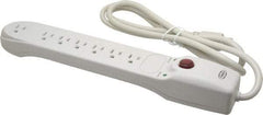 Hubbell Wiring Device-Kellems - 7 Outlets, 125 Volts, 15 Amps, 6' Cord, Power Outlet Strip - Free Hanging Mount, 5-15R NEMA Configuration - Exact Tool & Supply