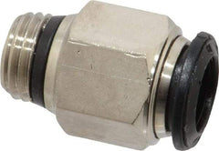 Alpha Technologies - 10mm Outside Diam, 1/4 Universal, Nickel Plated Brass Push-to-Connect Tube Male Connector - 250 Max psi, Tube to Universal Thread Connection, Buna O-Ring - Exact Tool & Supply