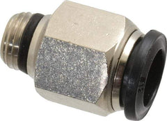 Alpha Technologies - 12mm Outside Diam, 1/4 Universal, Nickel Plated Brass Push-to-Connect Tube Male Connector - 250 Max psi, Tube to Universal Thread Connection, Buna O-Ring - Exact Tool & Supply