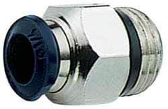 Alpha Technologies - 3/8" Outside Diam, 1/2 Universal Thread, Nickel Plated Brass Push-to-Connect Male Connector - 250 Max psi, Tube to Universal Thread Connection, Buna O-Ring - Exact Tool & Supply