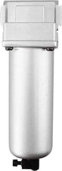 PRO-SOURCE - 1" Port, 10.43" High x 3.54" Wide Heavy Duty Filter with Aluminum Bowl, Automatic Drain - 230 SCFM, 140 Max psi, 140°F Max Temp, Modular Connection, 5.6 oz Bowl Capacity - Exact Tool & Supply