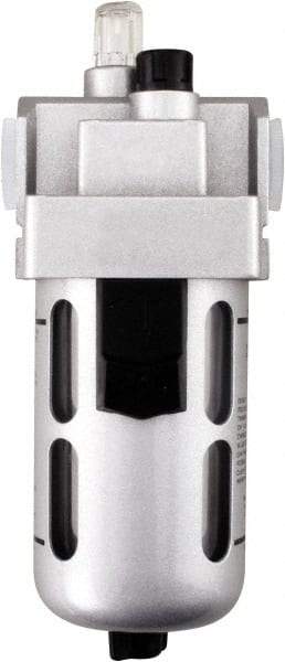 PRO-SOURCE - 3/4" NPT, 145 Max psi Heavy Duty Modular Lubricator - Polycarbonate Bowl with Metal Guard, with Sight Glass, Aluminum Die Cast Body, 255 CFM, 140°F Max Temp, 3.54" Wide x 10-3/4" High - Exact Tool & Supply