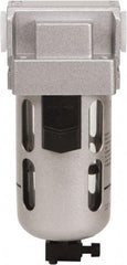 PRO-SOURCE - 1/8" Port Coalescing Filter - Polycarbonate with Metal Guard Bowl, Semi Automatic Drain, 145 Max psi, 0.1 Micron Rating, 1.57" Wide x 4.45" High - Exact Tool & Supply