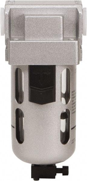 PRO-SOURCE - 3/8" Port Coalescing Filter - Polycarbonate with Metal Guard Bowl, Semi Automatic Drain, 145 Max psi, 0.01 Micron Rating, 2.16" Wide x 5.51" High - Exact Tool & Supply