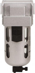PRO-SOURCE - 1/4" Port Coalescing Filter - Polycarbonate with Metal Guard Bowl, Semi Automatic Drain, 145 Max psi, 0.01 Micron Rating, 2.16" Wide x 5.51" High - Exact Tool & Supply