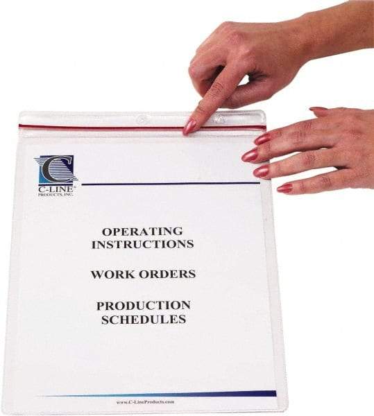 C-LINE - 15 Piece Clear Zipper Shop Ticket Holder - 12" High x 9" Wide - Exact Tool & Supply