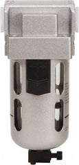 PRO-SOURCE - 1/4" Port Coalescing Filter - Polycarbonate with Metal Guard Bowl, Semi Automatic Drain, 145 Max psi, 0.1 Micron Rating, 1.57" Wide x 4.45" High - Exact Tool & Supply