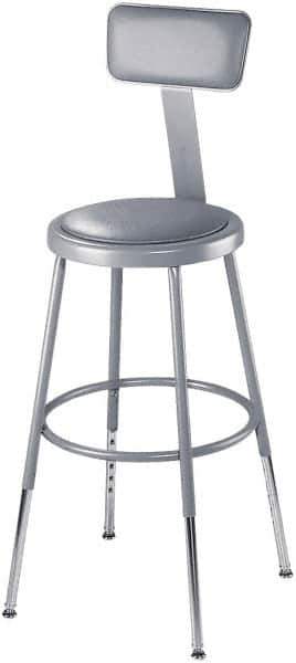 NPS - 16-3/4" Wide x 20-1/2" Deep x 44 to 53-1/2" High, Standard Base, Adjustable Seat Stool - Vinyl Seat, Gray - Exact Tool & Supply