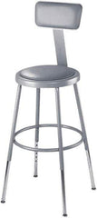 NPS - 16-3/4" Wide x 20-1/2" Deep x 44 to 53-1/2" High, Standard Base, Adjustable Seat Stool - Vinyl Seat, Gray - Exact Tool & Supply