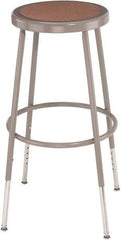 NPS - 16-3/4" Wide x 17-1/2" Deep x 25 to 33" High, Standard Base, Adjustable Height Stool - Hardboard Seat, Gray and Brown - Exact Tool & Supply