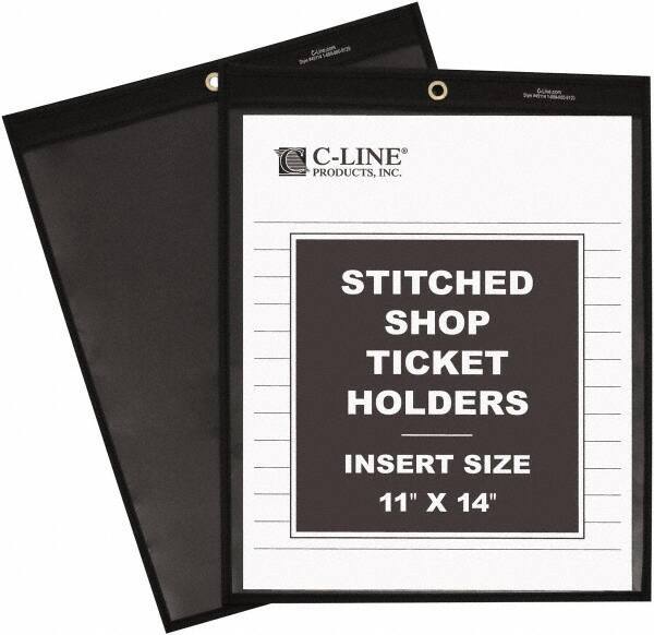 C-LINE - 25 Piece Clear Stitched Shop Ticket Holder - 14" High x 11" Wide - Exact Tool & Supply