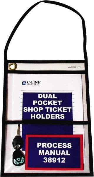 C-LINE - 15 Piece Clear Dual Pocket Stitched Hanging Shop Ticket Holder - 12" High x 9" Wide - Exact Tool & Supply