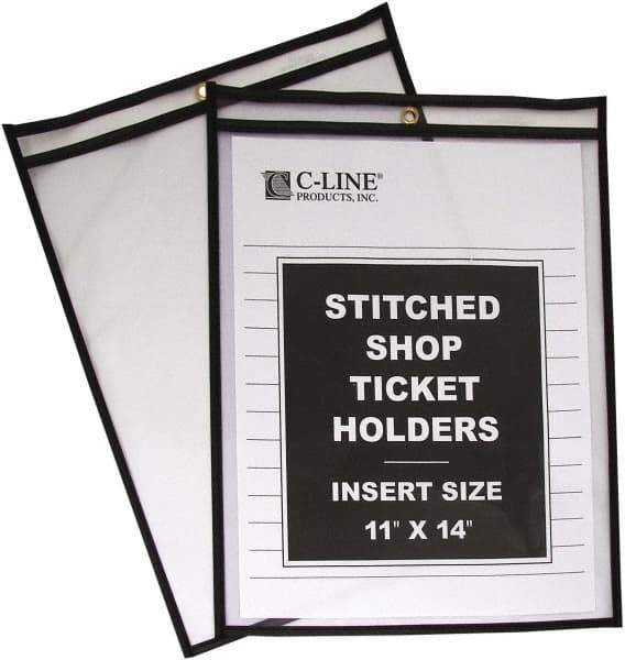 C-LINE - 25 Piece Clear Stitched Shop Ticket Holder - 17" High x 11" Wide - Exact Tool & Supply