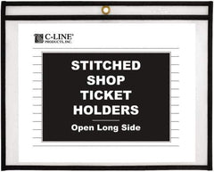 C-LINE - 25 Piece Clear Stitched Shop Ticket Holder-Open Long Side - 11" High x 8-1/2" Wide - Exact Tool & Supply